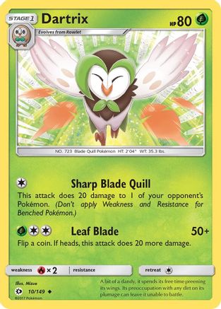 Dartrix 010 - Reverse Holofoil SM Base Set - Uncommon