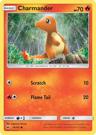 Charmander 018 - Reverse Holofoil SM Burning Shadows - Common