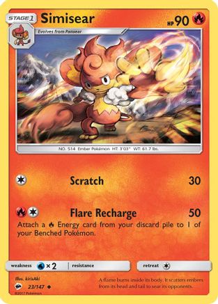 Simisear - Reverse Holofoil SM Burning Shadows - Uncommon