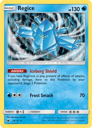 Regice 028 - Holofoil SM Crimson Invasion - Holo Rare