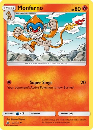 Monferno 022/156 - Reverse Holofoil SM Ultra Prism - Uncommon