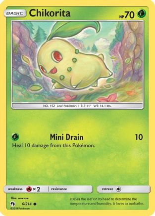 Chikorita (6) (6) 006 - Reverse Holofoil SM Lost Thunder - Common