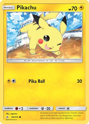 Pikachu 054 - Reverse Holofoil SM Unbroken Bonds - Common