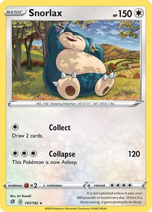 Snorlax 141 - Reverse Holofoil SWSH02 Rebel Clash - Rare