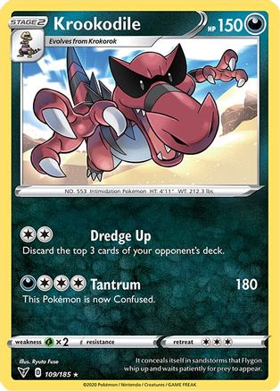 Krookodile 109 - Reverse Holofoil SWSH04 Vivid Voltage - Rare