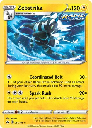 Zebstrika 051 SWSH06 Chilling Reign - Rare