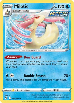 Milotic 038 - Reverse Holofoil SWSH07 Evolving Skies - Rare