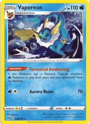 Vaporeon (Cosmos Holo) 030/185 - Holofoil Miscellaneous Cards & Products - Promo