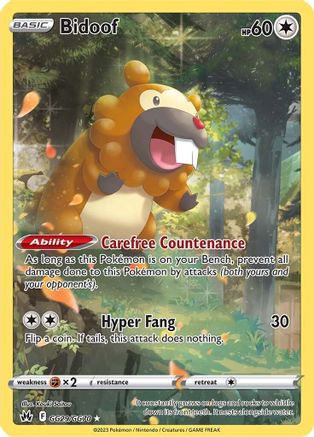 Bidoof GG29 - Holofoil Crown Zenith Galarian Gallery - Ultra Rare