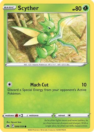 Scyther 006 - Reverse Holofoil Crown Zenith - Common