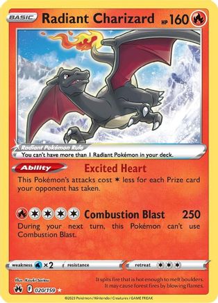 Radiant Charizard 020 - Holofoil Crown Zenith - Radiant Rare