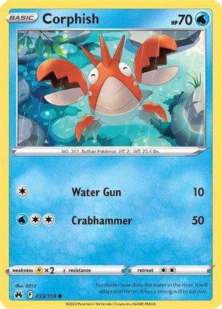 Corphish 033 - Reverse Holofoil Crown Zenith - Common