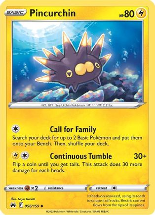 Pincurchin 056 - Reverse Holofoil Crown Zenith - Uncommon