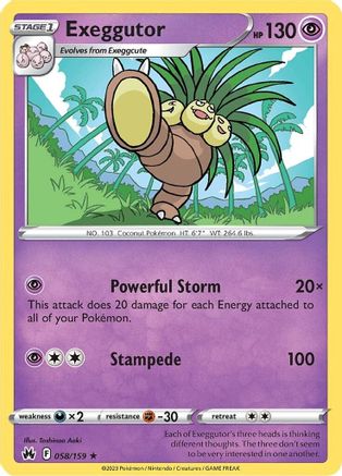 Exeggutor 058 - Reverse Holofoil Crown Zenith - Rare