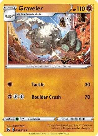 Graveler 068 - Reverse Holofoil Crown Zenith - Uncommon