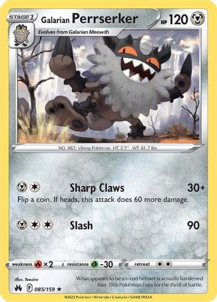 Galarian Perrserker 085 - Reverse Holofoil Crown Zenith - Rare