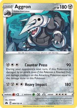 Aggron 089 - Holofoil Crown Zenith - Holo Rare