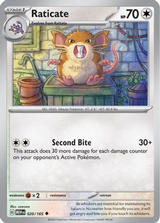 Raticate 020 - Reverse Holofoil SV Scarlet & Violet 151 - Uncommon
