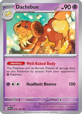 Dachsbun 039/091 - Reverse Holofoil SV Paldean Fates - Uncommon