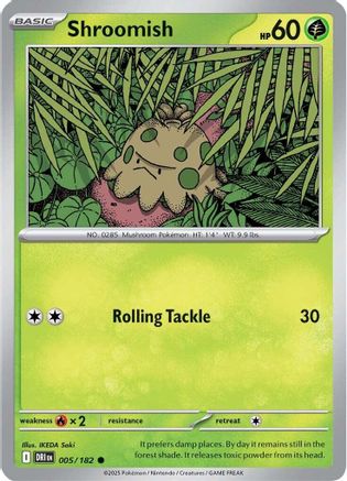 Shroomish 005 - Reverse Holofoil SV10 Destined Rivals - Common