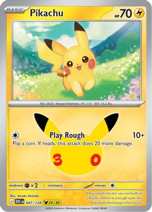 Pikachu 047/128 - Holofoil ME 30th Celebration - Pikachu Rare