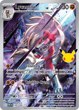 Lycanroc 138/128 - Holofoil ME 30th Celebration - Illustration Rare