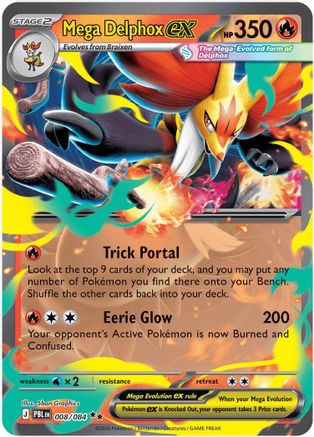 Mega Delphox ex 008 - Holofoil ME05 Pitch Black - Double Rare
