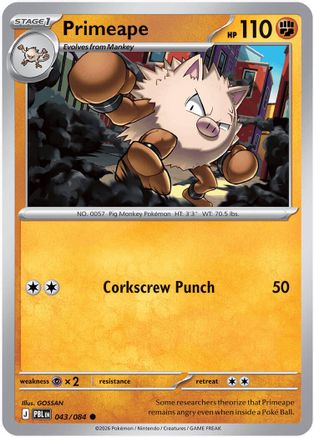 Primeape 043 - Reverse Holofoil ME05 Pitch Black - Common