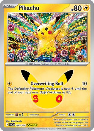 Pikachu 040/128 - Holofoil ME 30th Celebration - Pikachu Rare