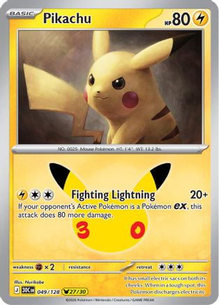 Pikachu 049/128 - Holofoil ME 30th Celebration - Pikachu Rare