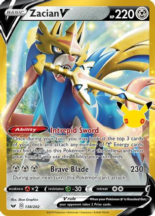 Zacian V 138/202 - Holofoil ME 30th Celebration Classic Collection - Classic Collection