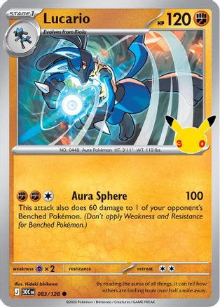 Lucario 083/128 - Holofoil ME 30th Celebration - Common