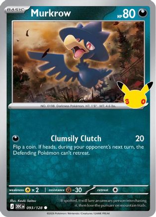 Murkrow 093/128 - Holofoil ME 30th Celebration - Common