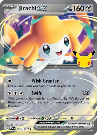 Jirachi ex 102/128 - Holofoil ME 30th Celebration - Double Rare