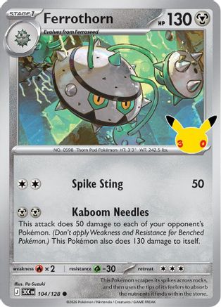 Ferrothorn 104/128 - Holofoil ME 30th Celebration - Common