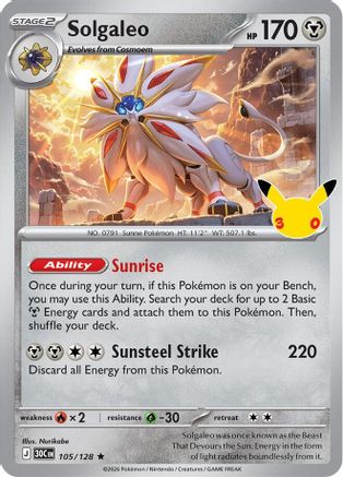 Solgaleo 105/128 - Holofoil ME 30th Celebration - Rare