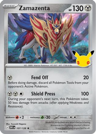 Zamazenta 107/128 - Holofoil ME 30th Celebration - Rare