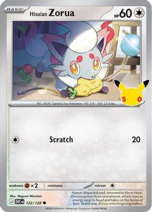 Hisuian Zorua 122/128 - Holofoil ME 30th Celebration - Common