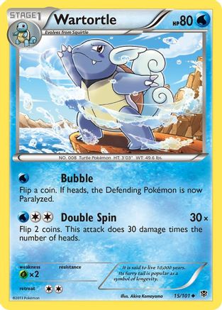 Wartortle 015 - Reverse Holofoil Plasma Blast - Uncommon