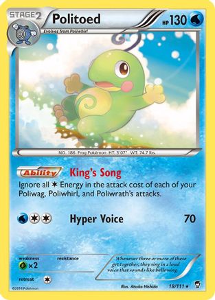 Politoed 018 - Reverse Holofoil XY Furious Fists - Rare