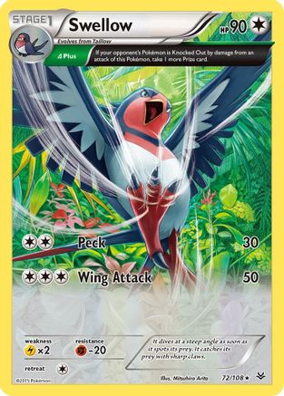 Swellow (72 Delta) (72 Delta) 072 - Reverse Holofoil XY Roaring Skies - Holo Rare