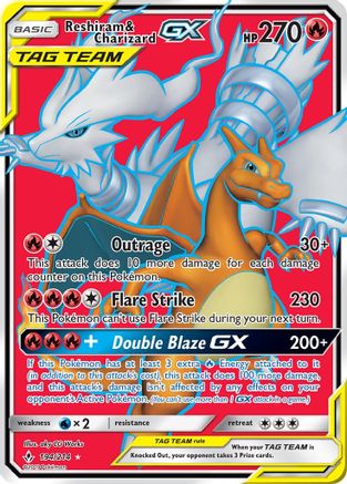 Reshiram & Charizard GX (Full Art) 194  - Holofoil SM  Unbroken Bonds - Ultra Rare