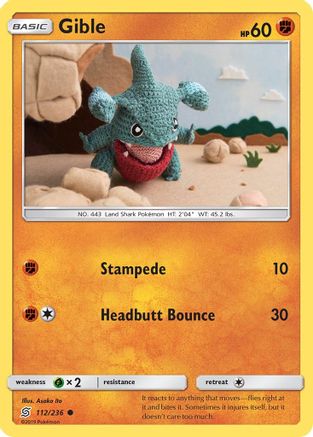 Gible 112  - Reverse Holofoil SM  Unified Minds - Common