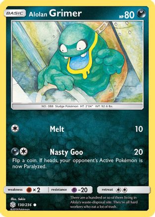 Alolan Grimer 130/236  - Reverse Holofoil SM  Cosmic Eclipse - Common