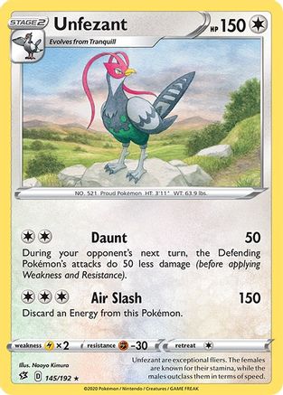 Unfezant/192  SWSH02 Rebel Clash - Rare