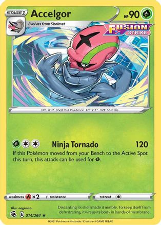 Accelgor 014  - Reverse Holofoil SWSH08 Fusion Strike - Rare