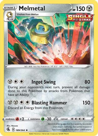 Melmetal 189  - Reverse Holofoil SWSH08 Fusion Strike - Holo Rare