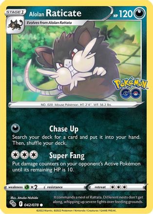Alolan Raticate 042  - Reverse Holofoil Pokemon GO - Common