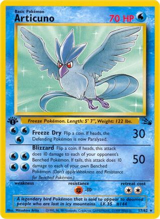 Articuno (17) (17) 017/62  - 1st Edition Fossil - Rare