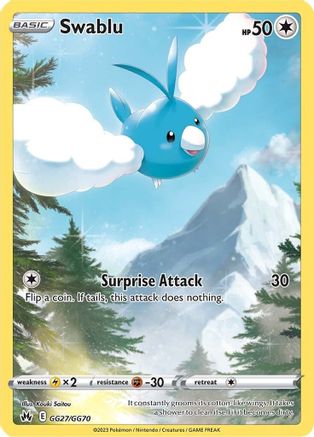 Swablu GG27  - Holofoil Crown Zenith Galarian Gallery - Ultra Rare